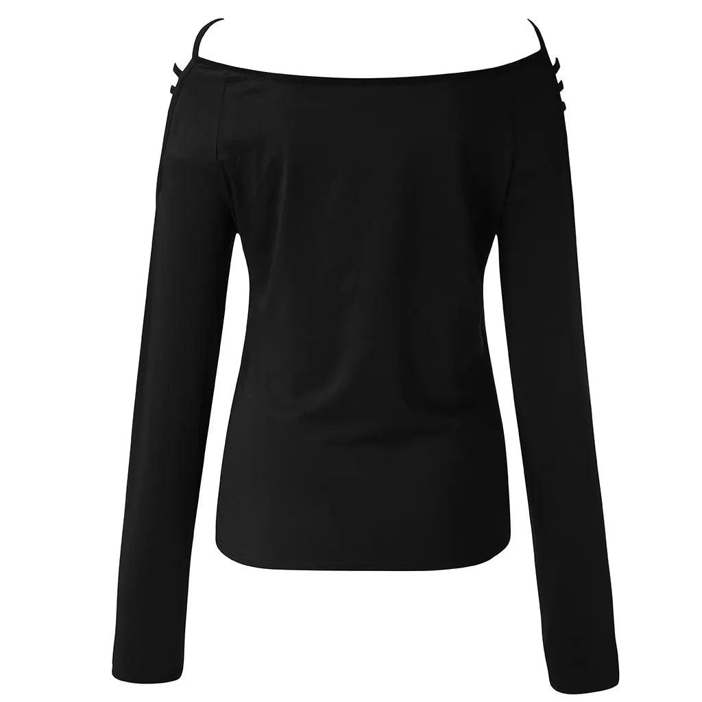 Sexy Blouses For Women Summer Casual Cut Out Tunic Streetwear Hollow Out Tops solid color Long sleeve Pullover Ladies Shirts - Torrster