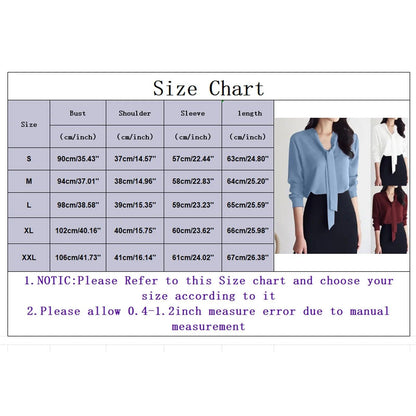 Female Elegant Shirt Women's Solid Color Long Sleeve Business Bow Ribbon Blouse Women Slimming Senior Sense Tunic Tops for Work - Torrster