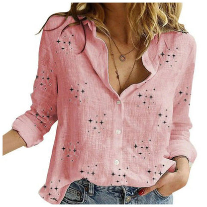 3/4 Sleeve Tops Womens Linen Casual Shirts Long Sleeve V Neck Blouse With Button Ladies Fitted Sports Breath Shirts For Women - Torrster