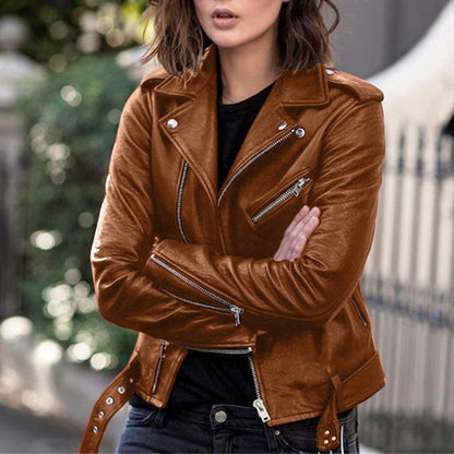 Plus Size 5XL Faux Leather Jacket Women Casual PU Loose Motorcycle Jackets Female Chic Short Jacket Coats Ladies Slim Coats - Torrster