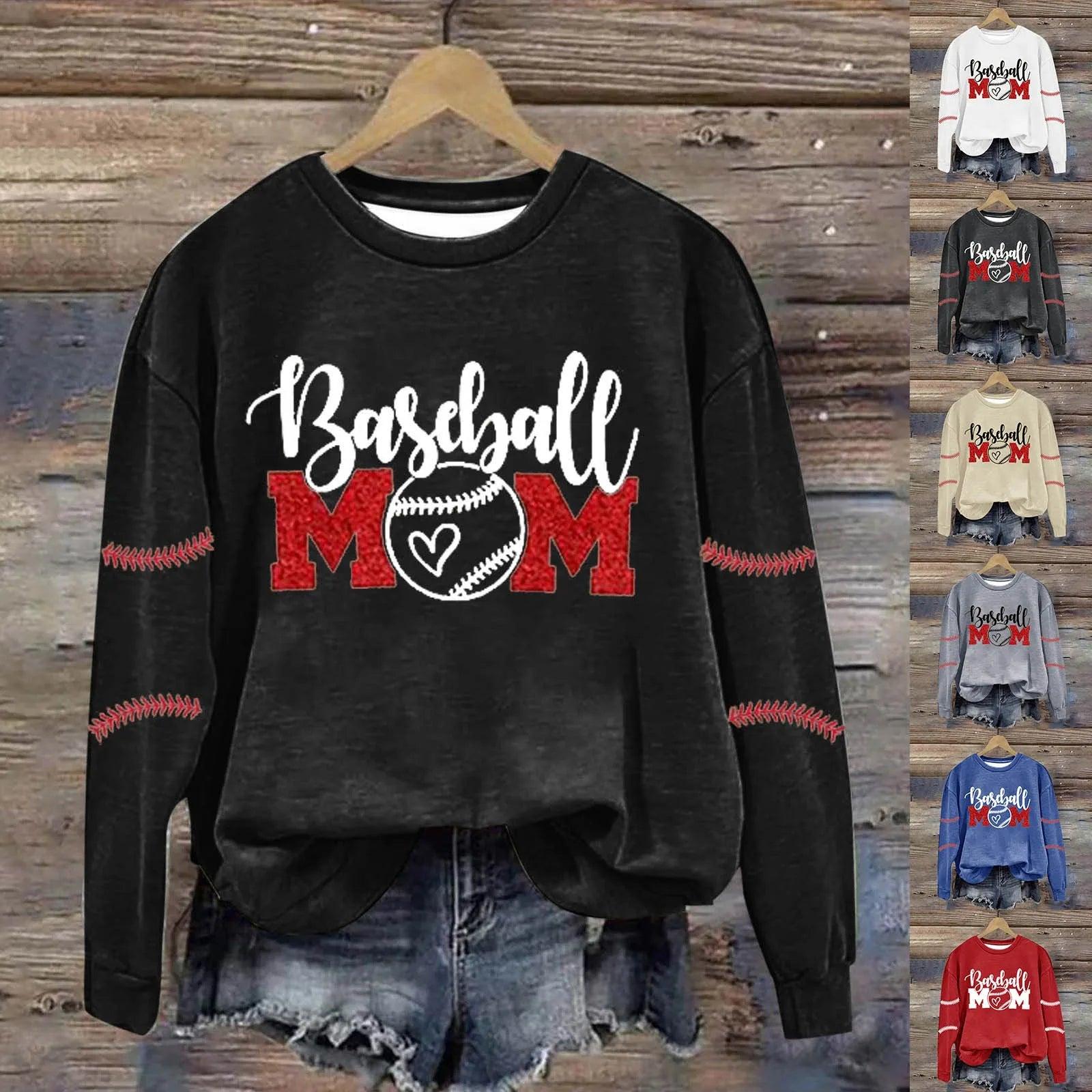 Women's Baseball Printed Crew Neck Multi Color Multi Size Crew Neck Hoodies Jacket Women Athletic Wear Hoodie Fleece Set - Torrster