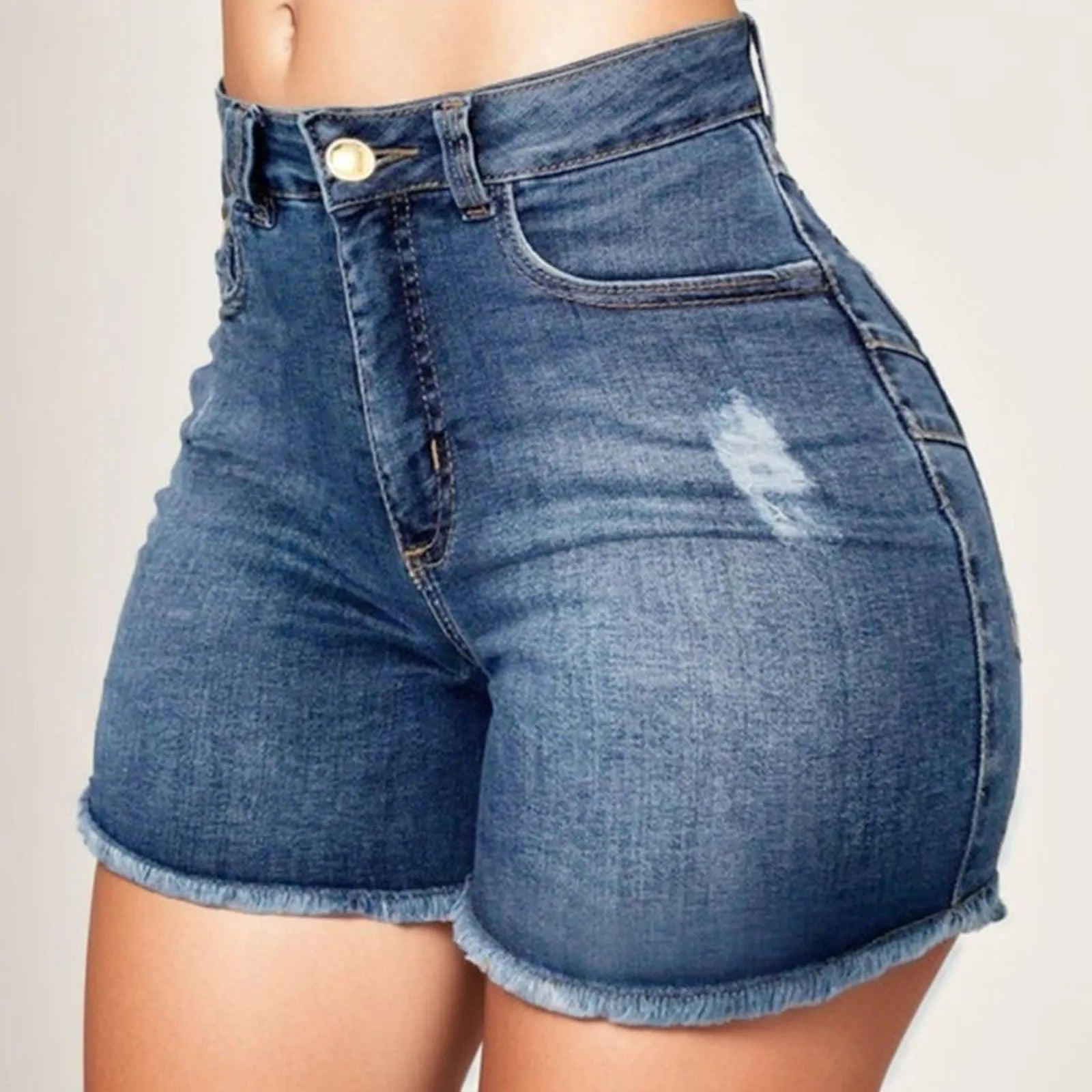 2024 Women's Summer High Waisted Mini Denim Shorts Sexy Ladies Club Party Wear Slim Bodycon Short Jeans Chic Denim Skirt Female - Torrster