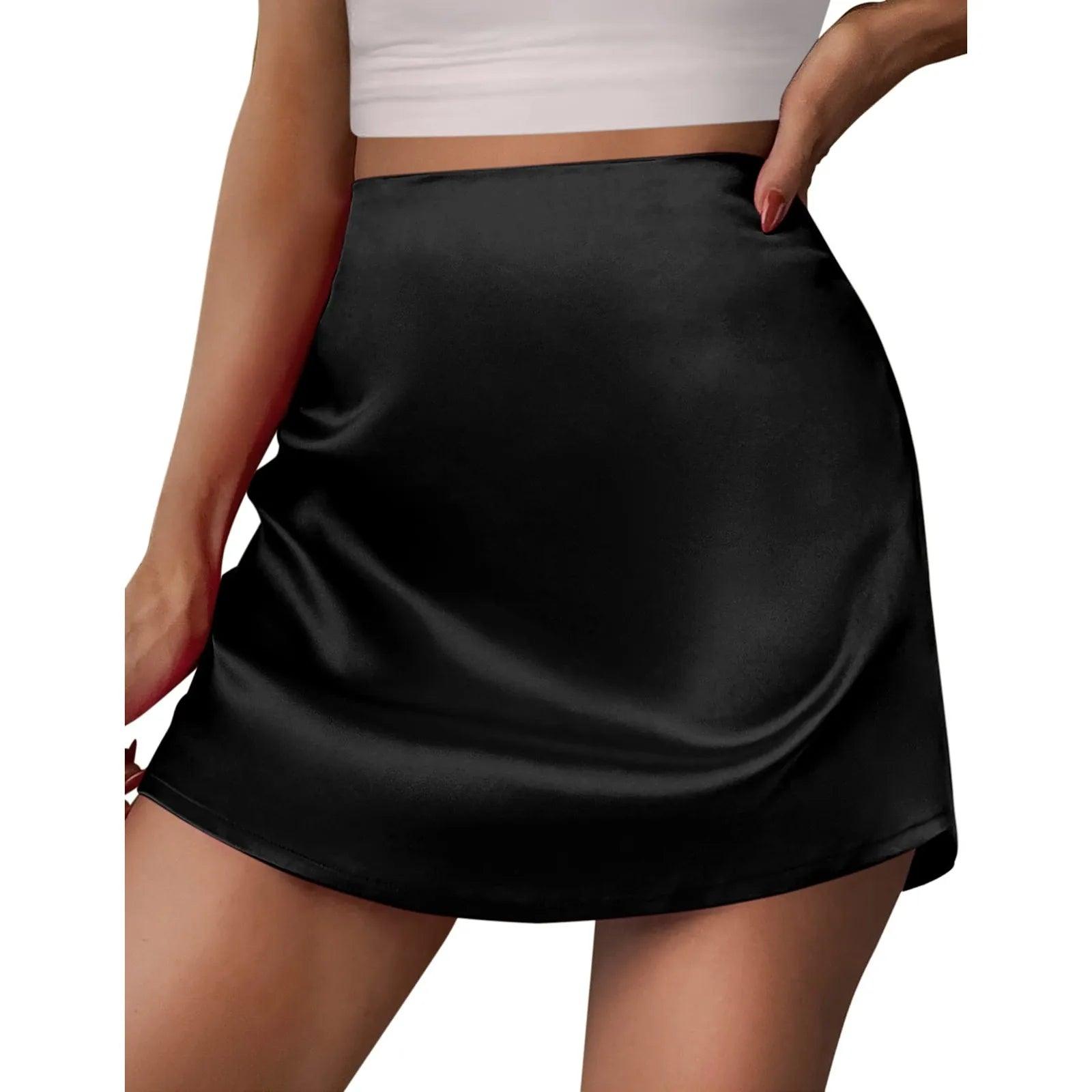 Elegant Satin Women Skirts Back Zipper Faldas Mujer Sexy Mini Skirt Korean Summer Office Ladies Party A Line Miniskirt 스커트 - Torrster