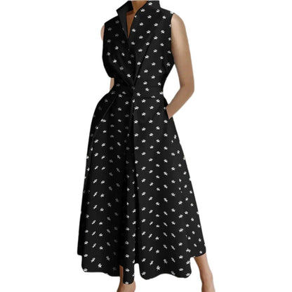 Temperament Long Dresses Dresses Stup Collar Wave Dot Dress Button Fishtail Dress With Pockets Dresses For Women Plus Size - Torrster