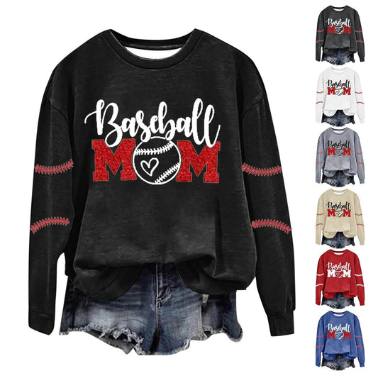 Women's Baseball Printed Crew Neck Multi Color Multi Size Crew Neck Hoodies Jacket Women Athletic Wear Hoodie Fleece Set - Torrster