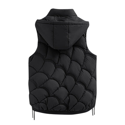 Women'S Hooded Zipper Cotton Vest Winter Sleeveless Warm Quilted Vests Korean Fashion Outdoor Windbreak Ski Coat Vestidos - Torrster