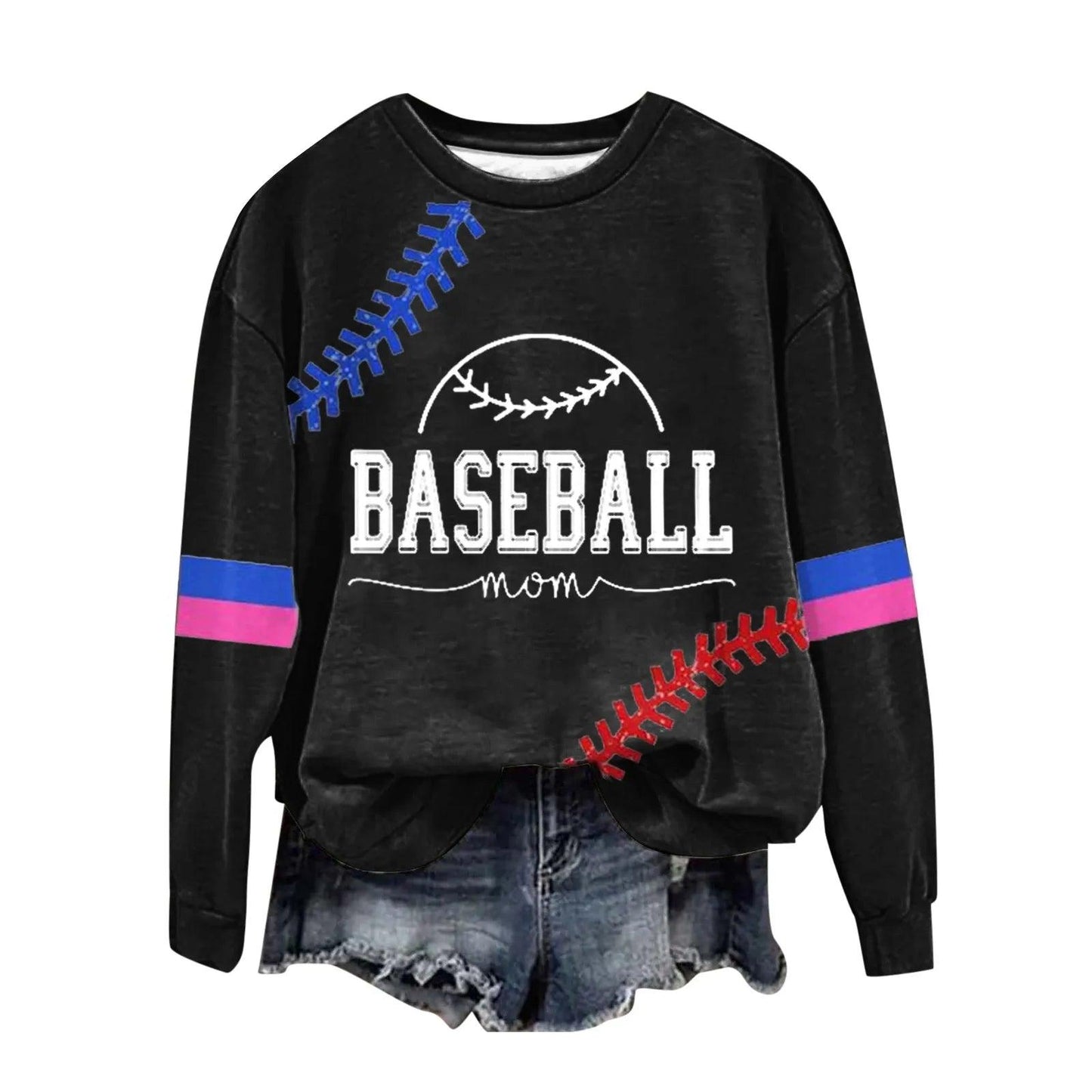 Women's Baseball Printed Crew Neck Multi Color Front Zip Athletic Jacket Ladies Hoodies with Zipper Banded Sweatshirt Women - Torrster