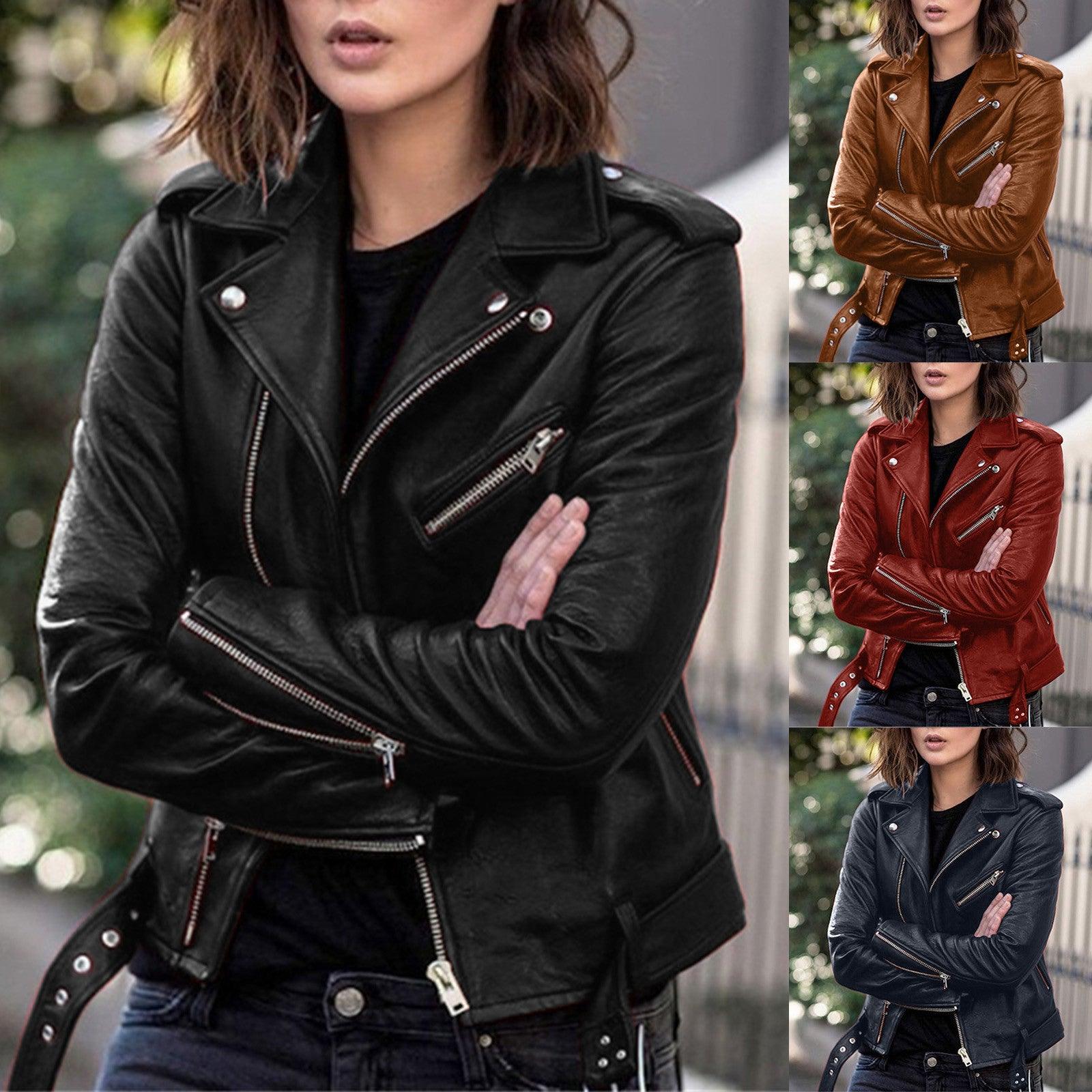 Plus Size 5XL Faux Leather Jacket Women Casual PU Loose Motorcycle Jackets Female Chic Short Jacket Coats Ladies Slim Coats - Torrster