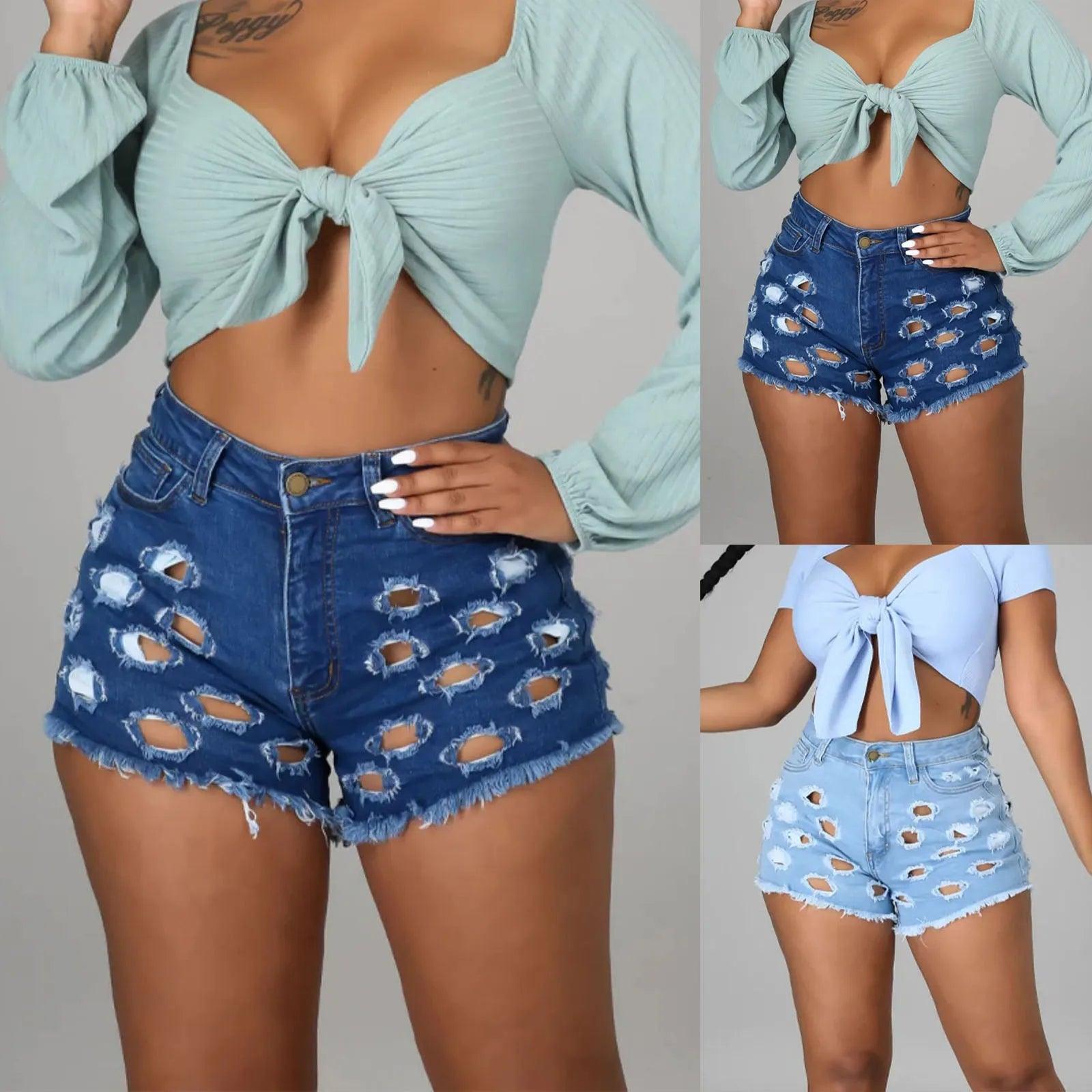 New Arrival Exquisite Rhinestone Beaded Denim Shorts Women High Waist Slimming Lift Butt Jean Shorts 2023 Trousers Summer Bottom - Torrster