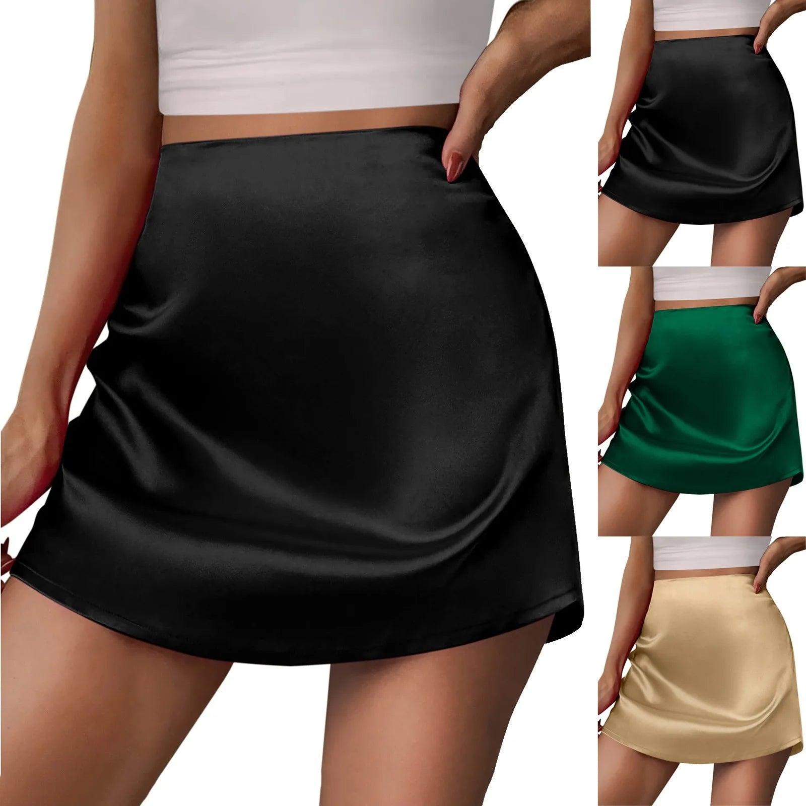 Elegant Satin Women Skirts Back Zipper Faldas Mujer Sexy Mini Skirt Korean Summer Office Ladies Party A Line Miniskirt 스커트 - Torrster