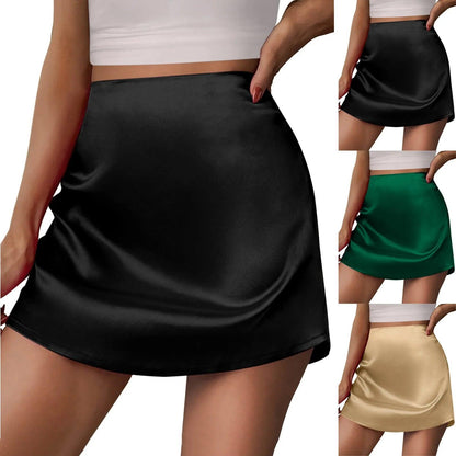 Elegant Satin Women Skirts Back Zipper Faldas Mujer Sexy Mini Skirt Korean Summer Office Ladies Party A Line Miniskirt 스커트 - Torrster