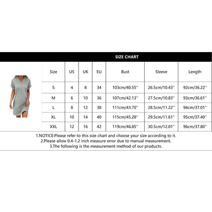 Women's Solid Textured Midi Dress V Neck Short Sleeve With Rolled Edge Pleated Button Loose Dress Summer Casual Female Dresses - Torrster