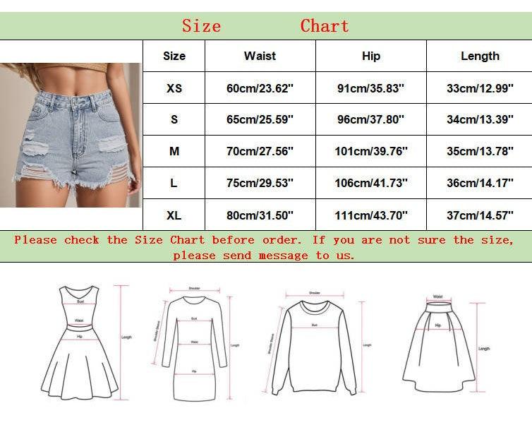 Women'S jeans shorts Casual Summer Fashion Ripped Jeans pants with holes washed color High-Waisted Fashion Denim Shorts 2024 - Torrster